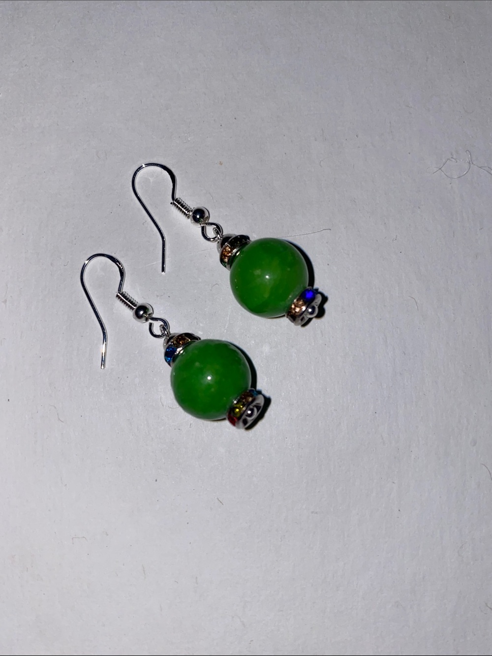 Good Vibes Only Green Bead Drop Earrings – Silver and rhinestone accents!